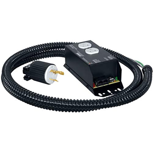 Lowell Manufacturing RPC-P20-SHW 20A Pass-Through Remote Power Control with Surge Suppression, NEMA 5-20R Duplex Outlet, 6' Hardwired