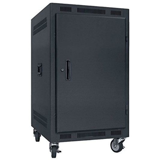 Lowell LPR-1422 Rack-Portable-14U, 22in Deep, Solid Door, Black