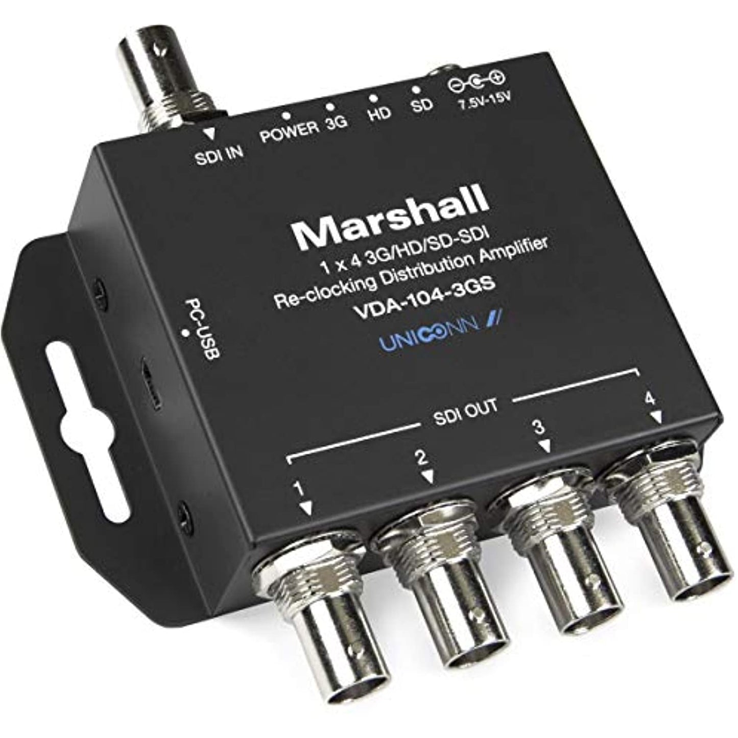 Marshall Electronics VDA-104-3GS 1x4 3G/HD/SD-SDI Reclocking Distribution Amplifier