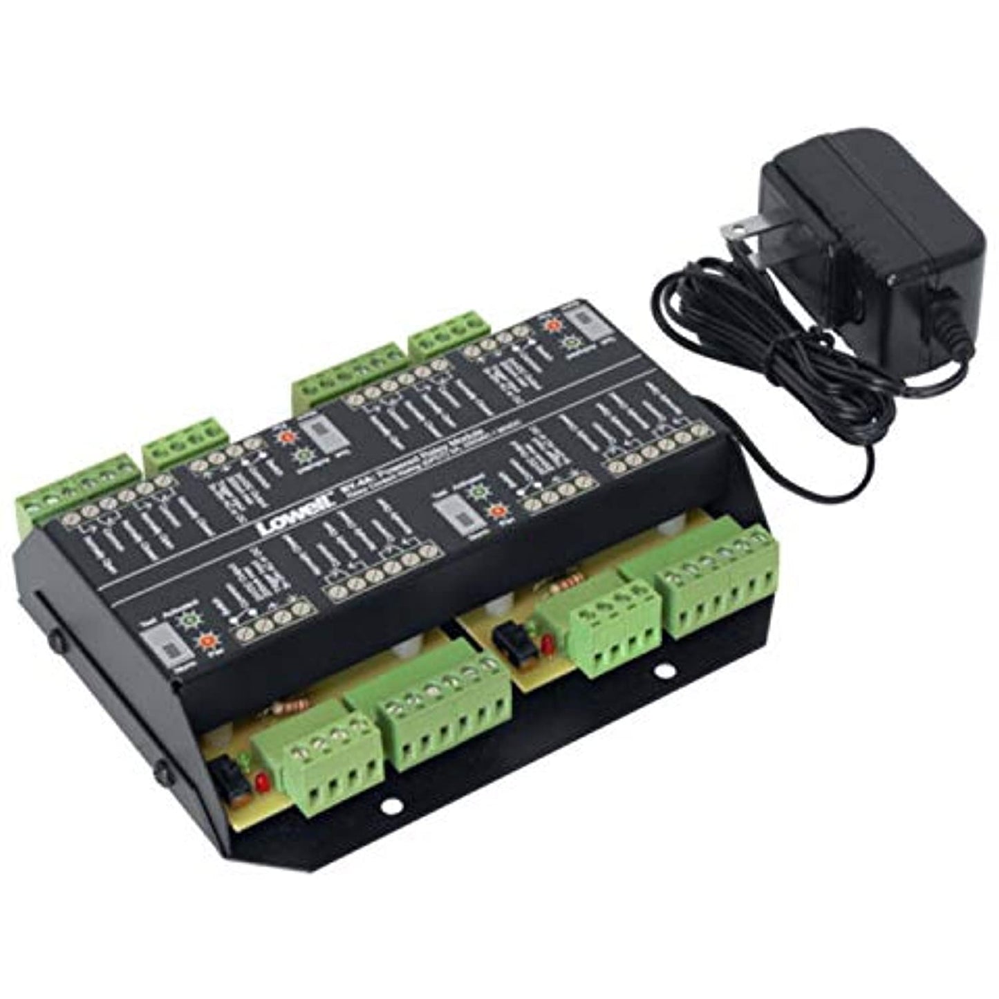 Lowell RY-4A Classic Relay Module, 5A, 24VDC/250VAC, 4-DPDT Relays, 5-Inch L x 6.25-Inch W X 1.69-Inch D