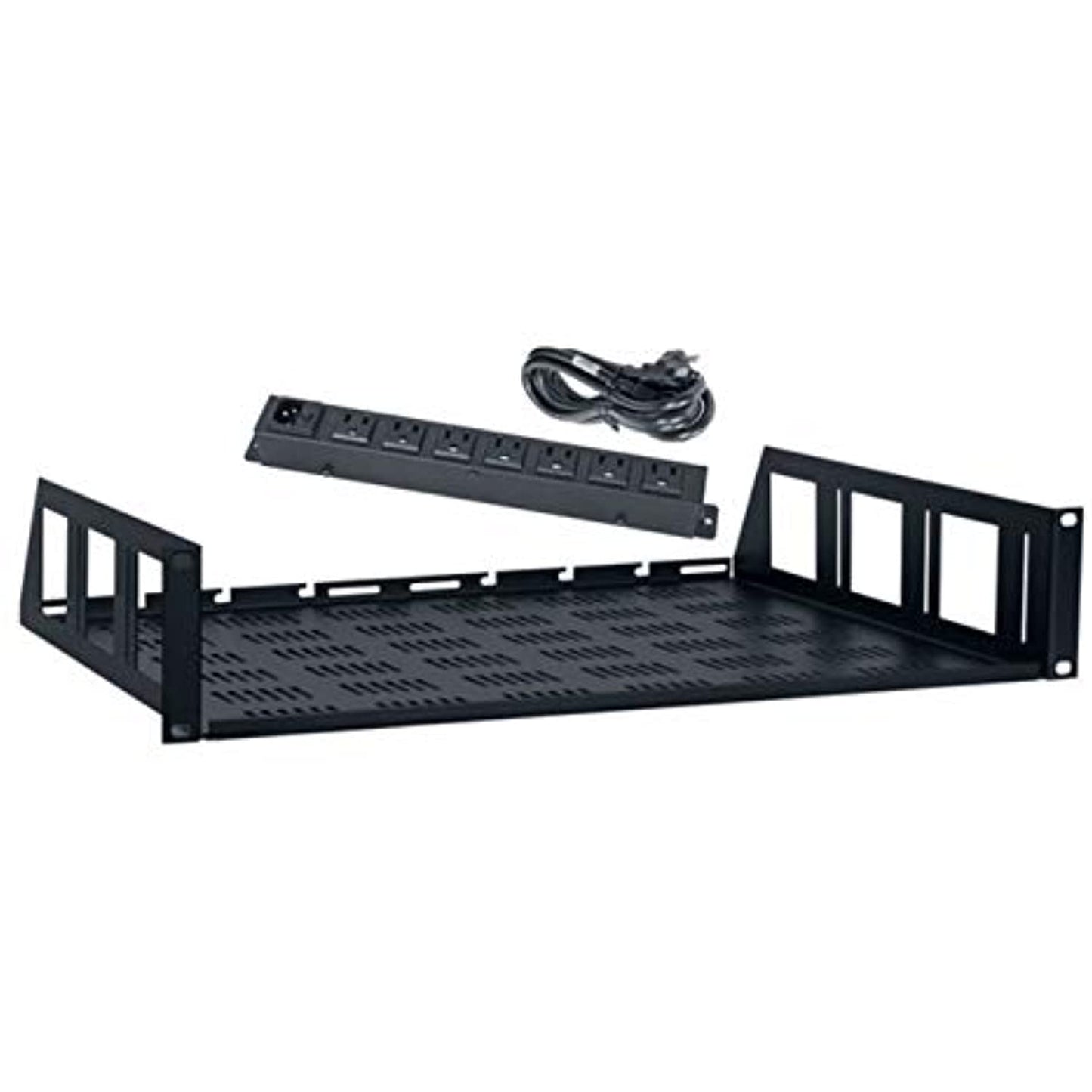 Lowell USVAC-214 USV Utility Shelf + AC Power Strip, 2U