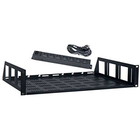 Lowell USVAC-214 USV Utility Shelf + AC Power Strip, 2U