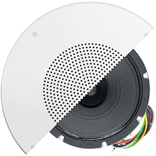 Lowell R1810-72S 8 Inch 15W Dual Cone Speaker, 5W Transformer, Grille, Volume Control, White