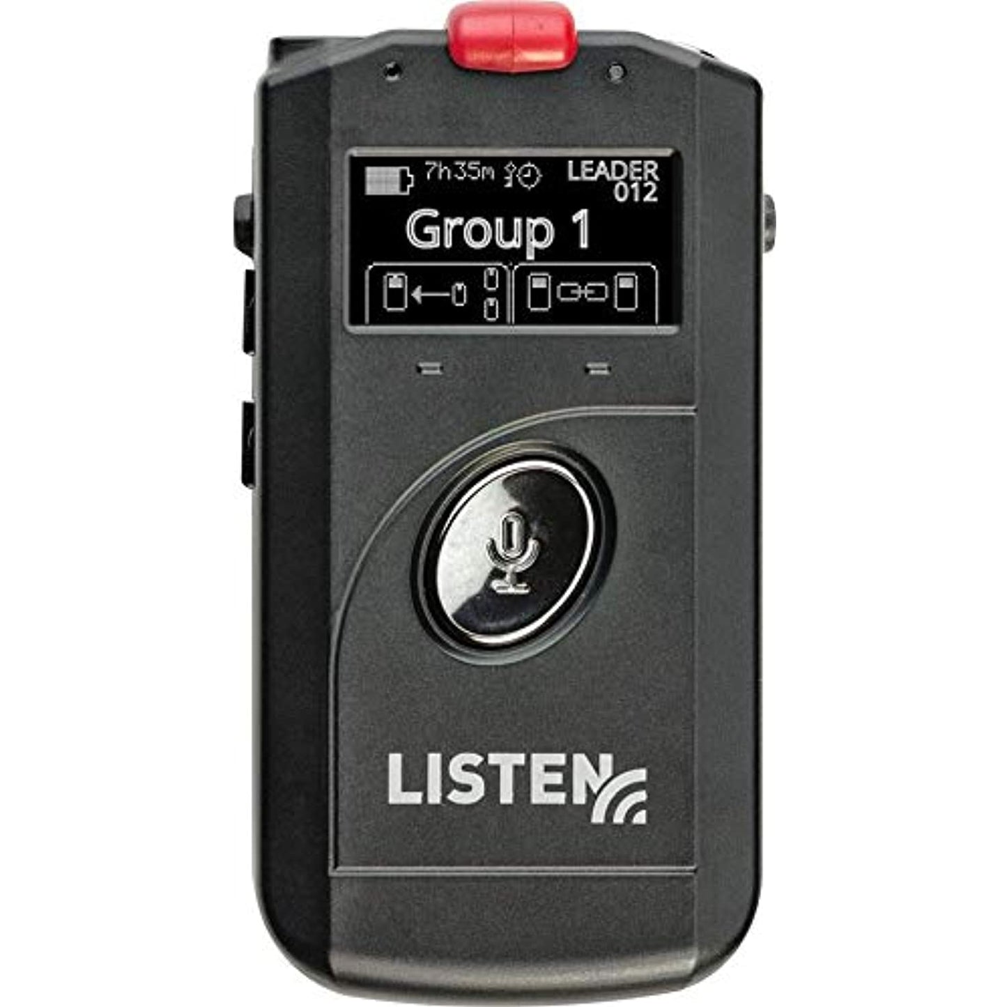 Listen Technologies LK-1-A0 ListenTALK Transceiver; Includes: (1) LA-365 Rechargeable Li-ion Battery, (1) LA-401 Universal Ear Speaker and (1) LA-445-BK Breakaway Lanyard