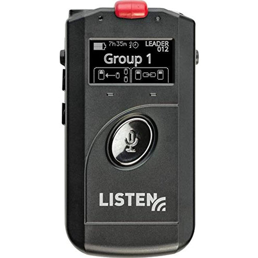 Listen Technologies LK-1-A0 ListenTALK Transceiver; Includes: (1) LA-365 Rechargeable Li-ion Battery, (1) LA-401 Universal Ear Speaker and (1) LA-445-BK Breakaway Lanyard