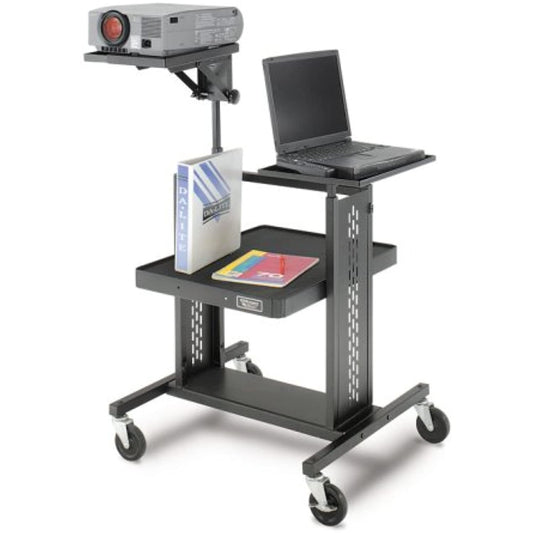 Adjustable Projector Table with 7" - 13" x 12" Shelf, Laptop Shelf, and 4" Casters Option: None