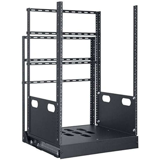Lowell Manufacturing LPTR2-1619 16U Pull &amp; Turn Rack System, 2-Slides, 19&quot; Depth, Black