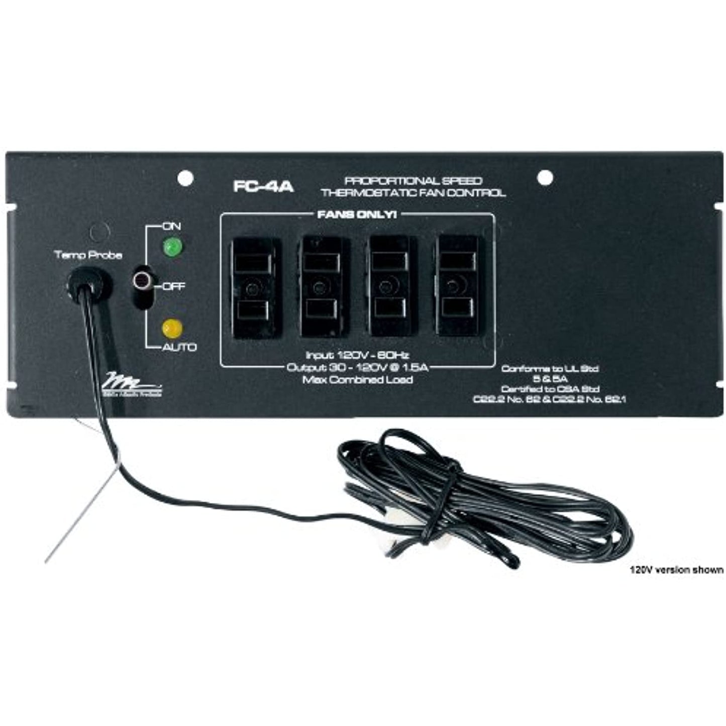 Middle Atlantic Rack Fan Speed Controller - with Thermostat - Black
