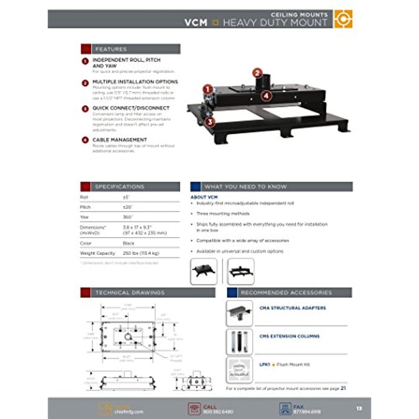 Heavy Duty Projector Mount Custom Interface: VCM42E