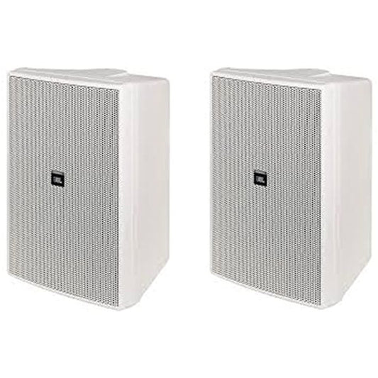JBL Professional Compact Indoor/Outdoor Background/Foreground Speaker, White, Sold as Pair (Control 25AV-WH), 200-Watt